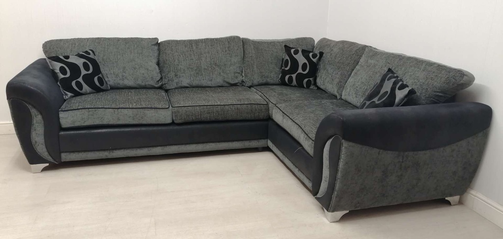 DFS Grey Toned Corner Sofa with Footstool