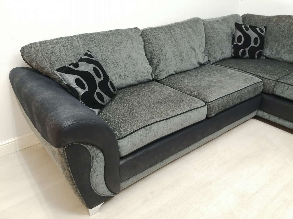 DFS Grey Toned Corner Sofa with Footstool