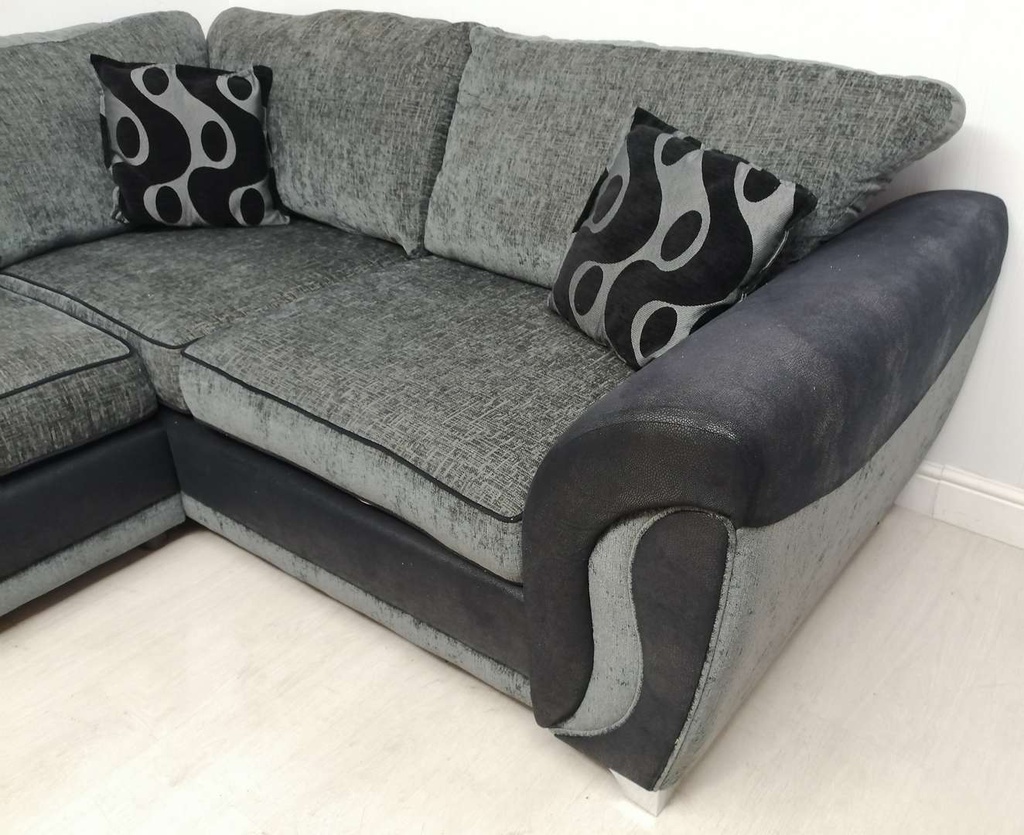 DFS Grey Toned Corner Sofa with Footstool