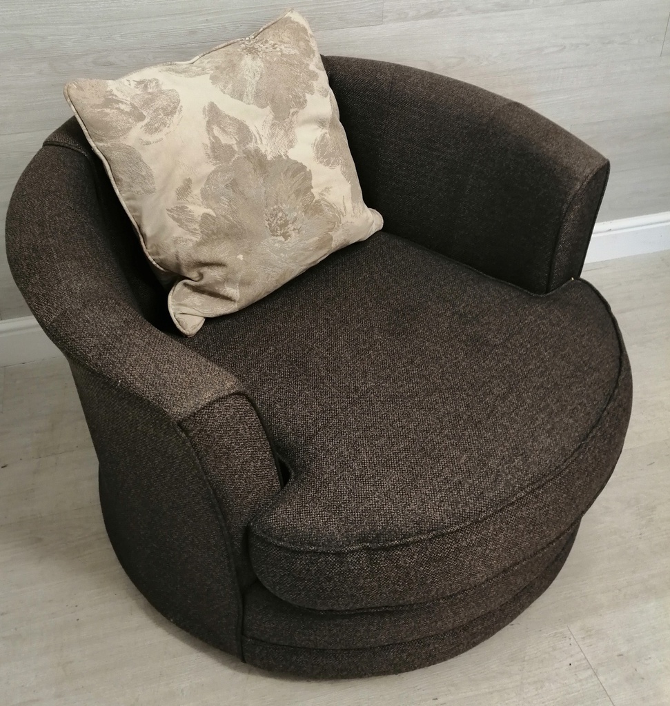 BROWN toned ROUND SWIVEL ARMCHAIR