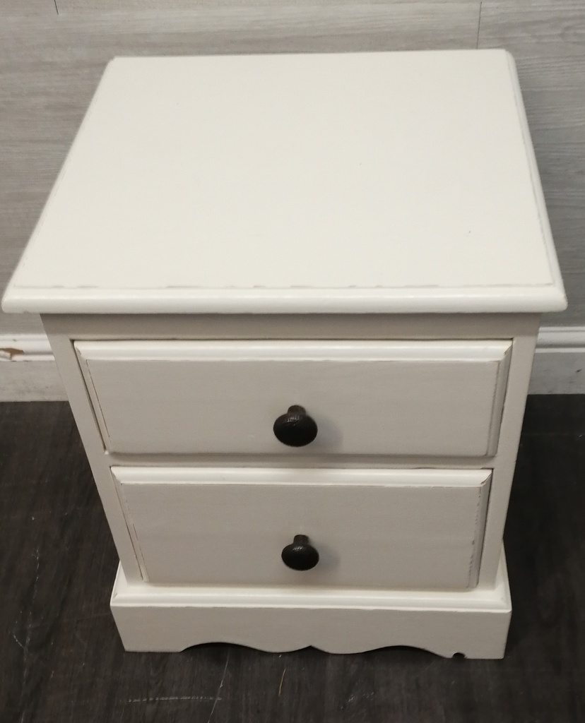 shabby chic two drawer solid pine bedside chest