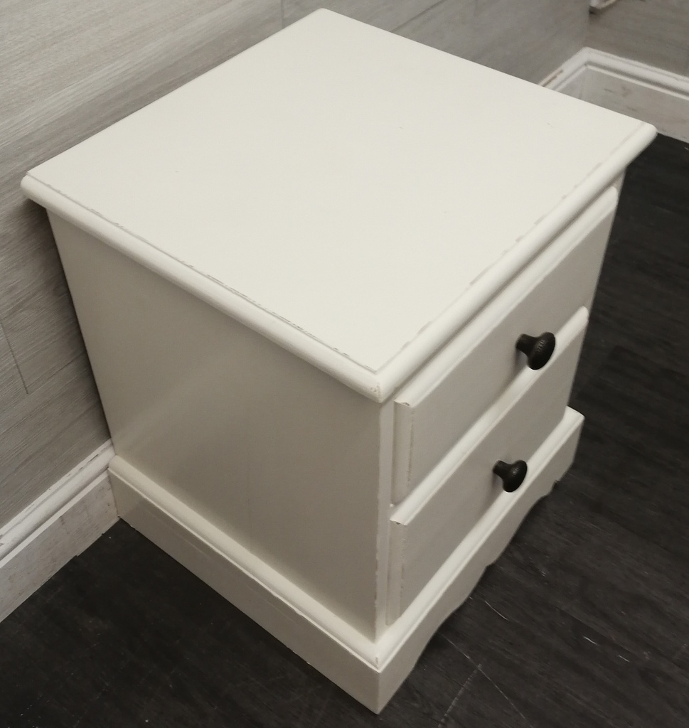 shabby chic two drawer solid pine bedside chest