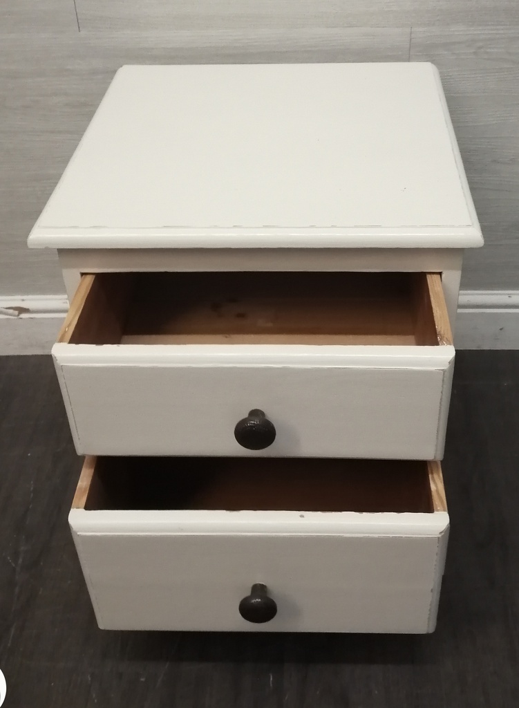 shabby chic two drawer solid pine bedside chest