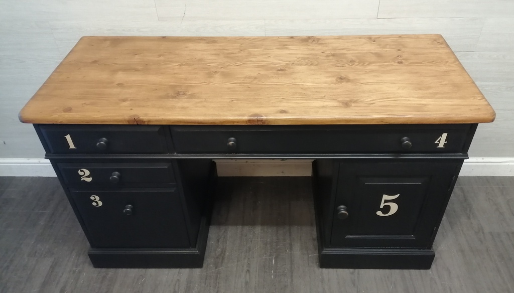 Great painted black numbered desk