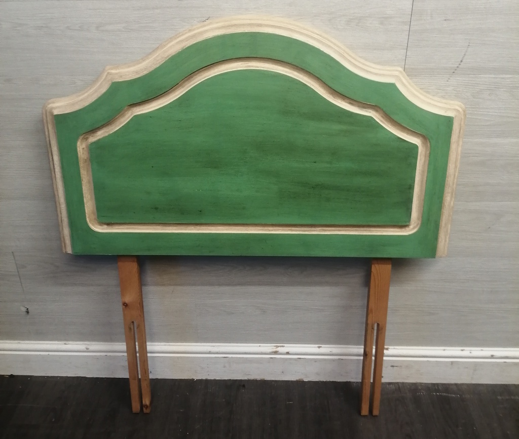 3FT PAINTED CREAM &amp; GREEN HEADBOARD