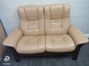 STRESSLESS DARK CREAM LEATHER TWO SEATER RECLINER SOFA