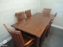 Lovely rustic dark wood table and six chairs