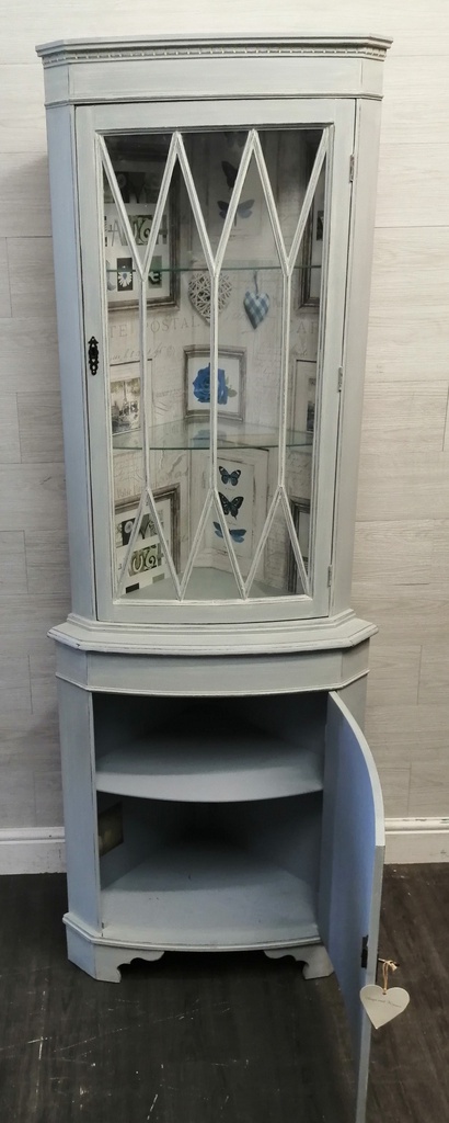 GLAZED TOP PAINTED CORNER DISPLAY UNIT