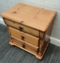 PINE THREE DRAWER BEDSIDE