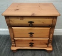 PINE THREE DRAWER BEDSIDE