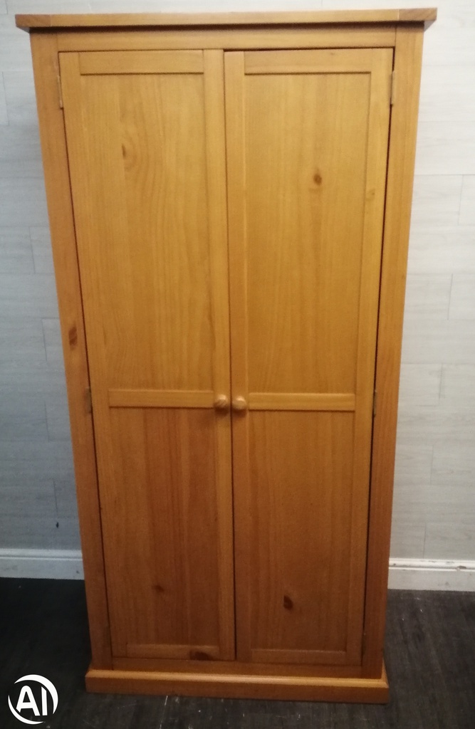 TWO DOOR DOUBLE PINE WARDROBE