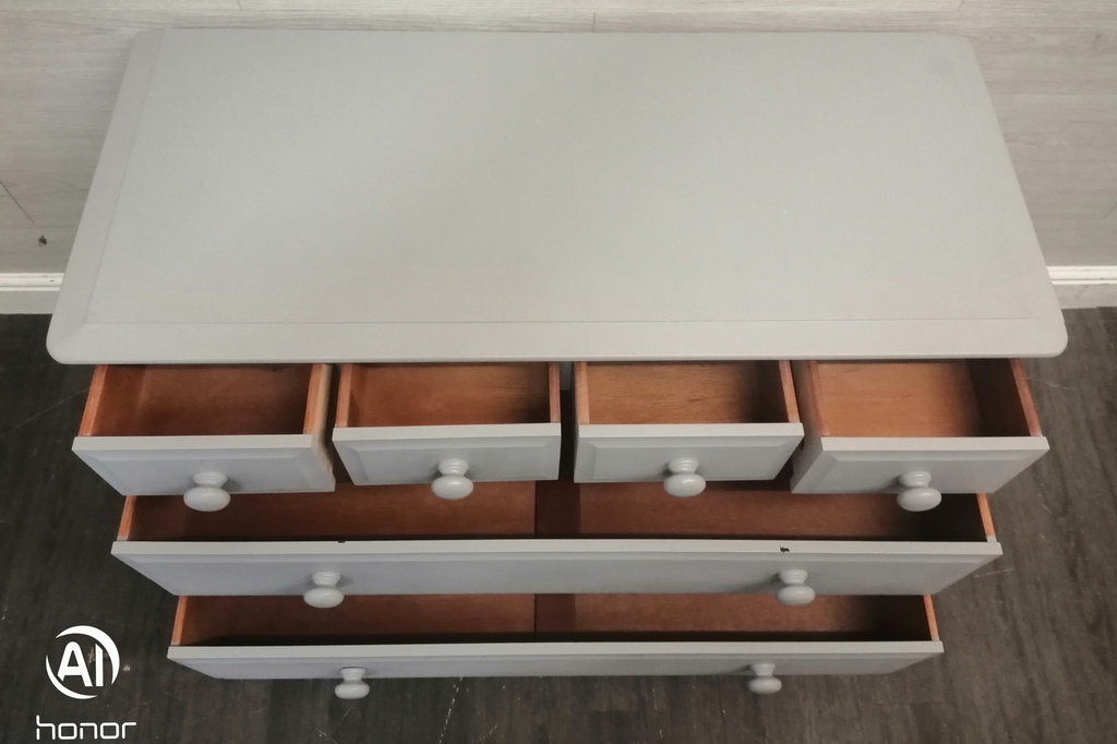 Painted Grey Six Drawer Stag Chest