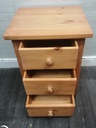 Quality solid pine three drawer bedside chest