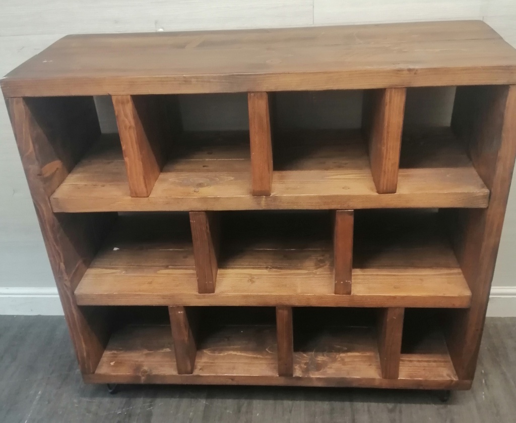 Rustic Wood Open Back Cube Bookcase / display unit
