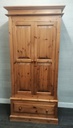 Solid double pine wardrobe with drawer