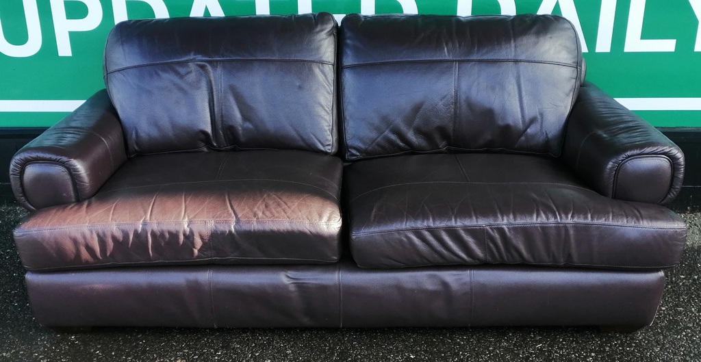 Brown leather large two seater sofa