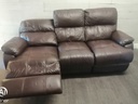 BROWN LEATHER THREE SEATER RECLINER SOFA