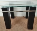 BLACK GLASS TOP SIDE TABLE