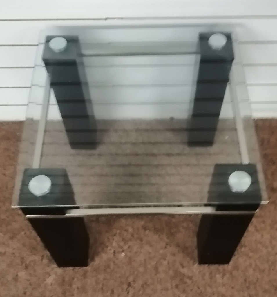 BLACK GLASS TOP SIDE TABLE