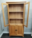 OAK GLAZED FRONTED DISPLAY UNIT WITH CUPBOARD