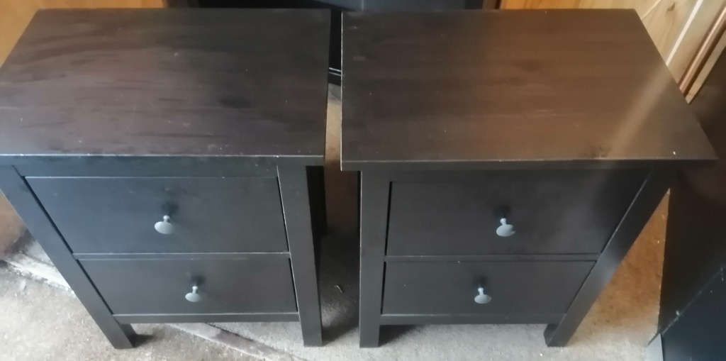 Pair of Ikea black bedsides
