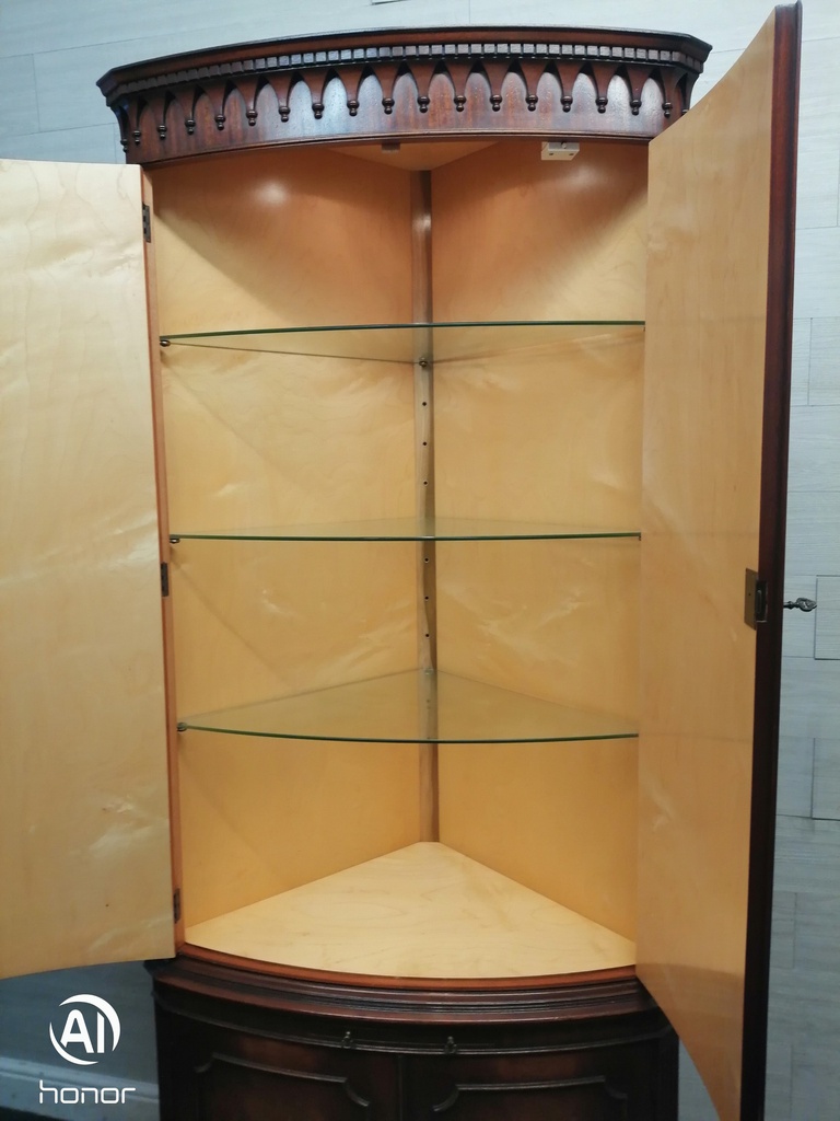 Quality Repro Mahogany Corner Drinks Cabinet