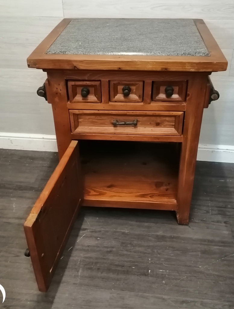 Quality Mexican Pine Kitchen Island with GraniteTop
