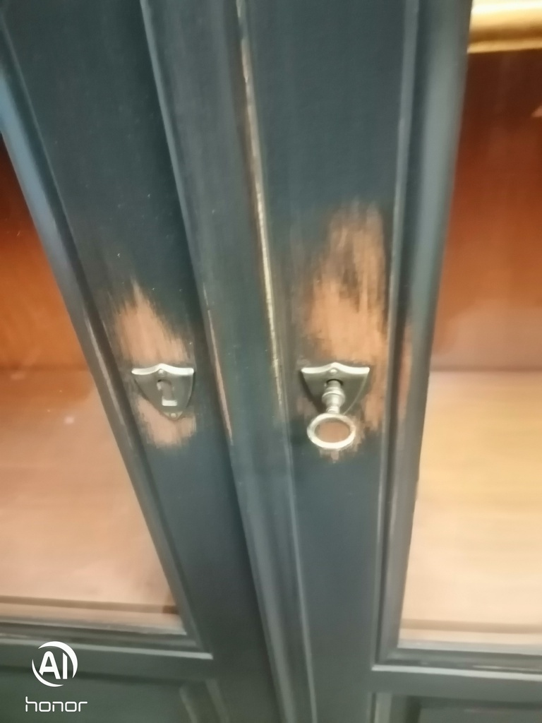 LOVELY PAINTED GLASS DISPLAY BOOKCASE / CABNIT