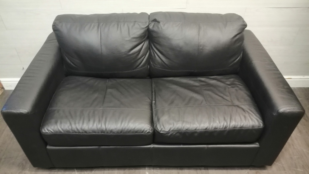 Black Leather Two Seater Sofa Bed