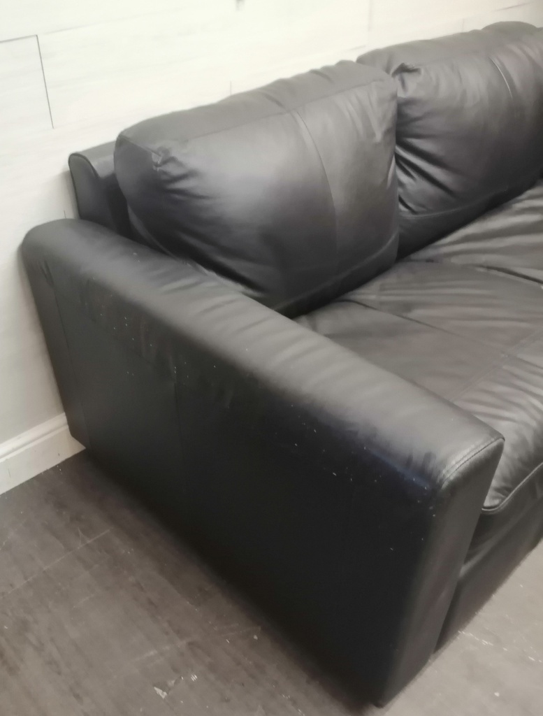 Black Leather Two Seater Sofa Bed