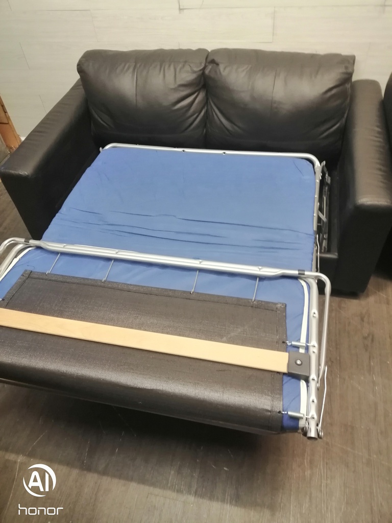 Black Leather Two Seater Sofa Bed
