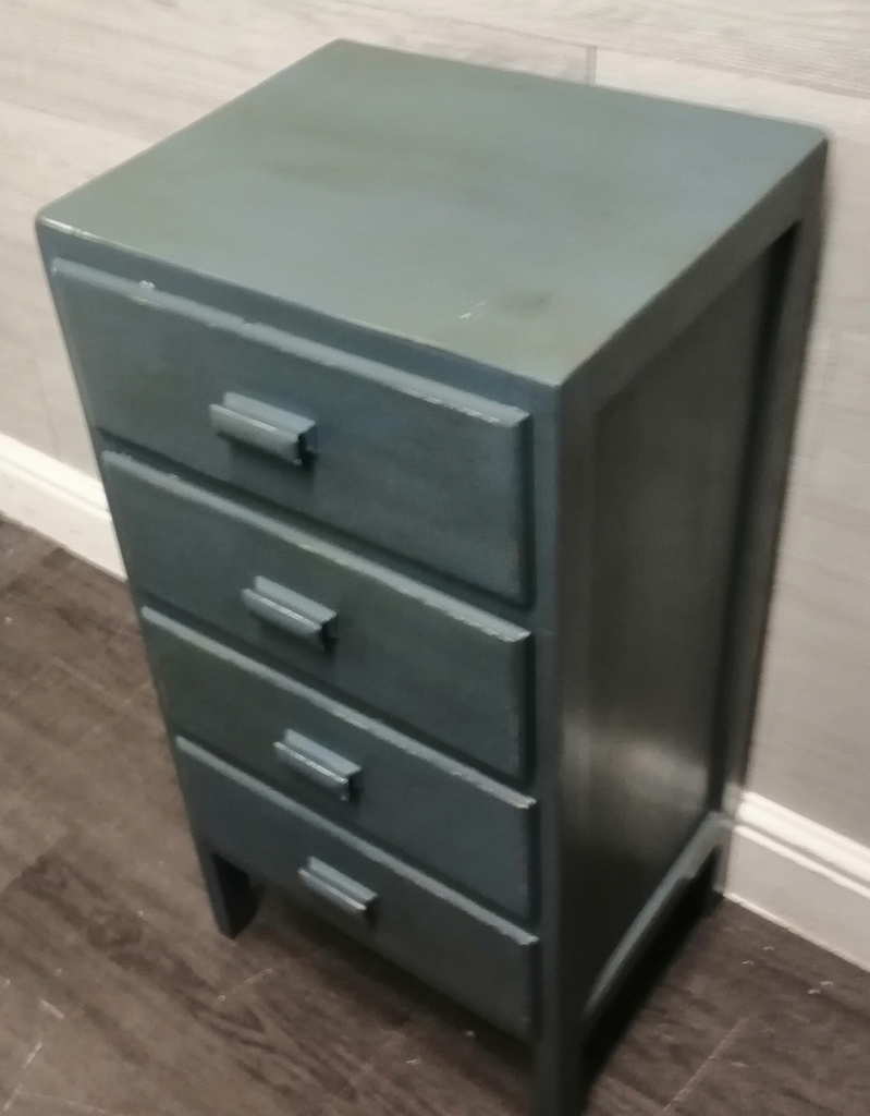 Painted retro four drawer bedside chest / side table