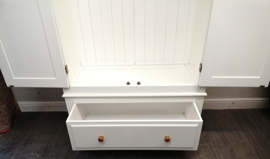 Double white / pine wardrobe with drawer