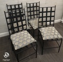 Black Metal Frame Glass Top Table &amp; Four Chairs