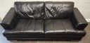 Quality black leather three seater sofa