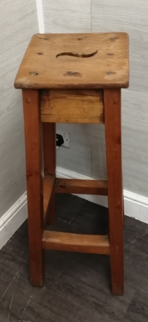 LOVELY OLD PINE SCHOOL LAB STOOL
