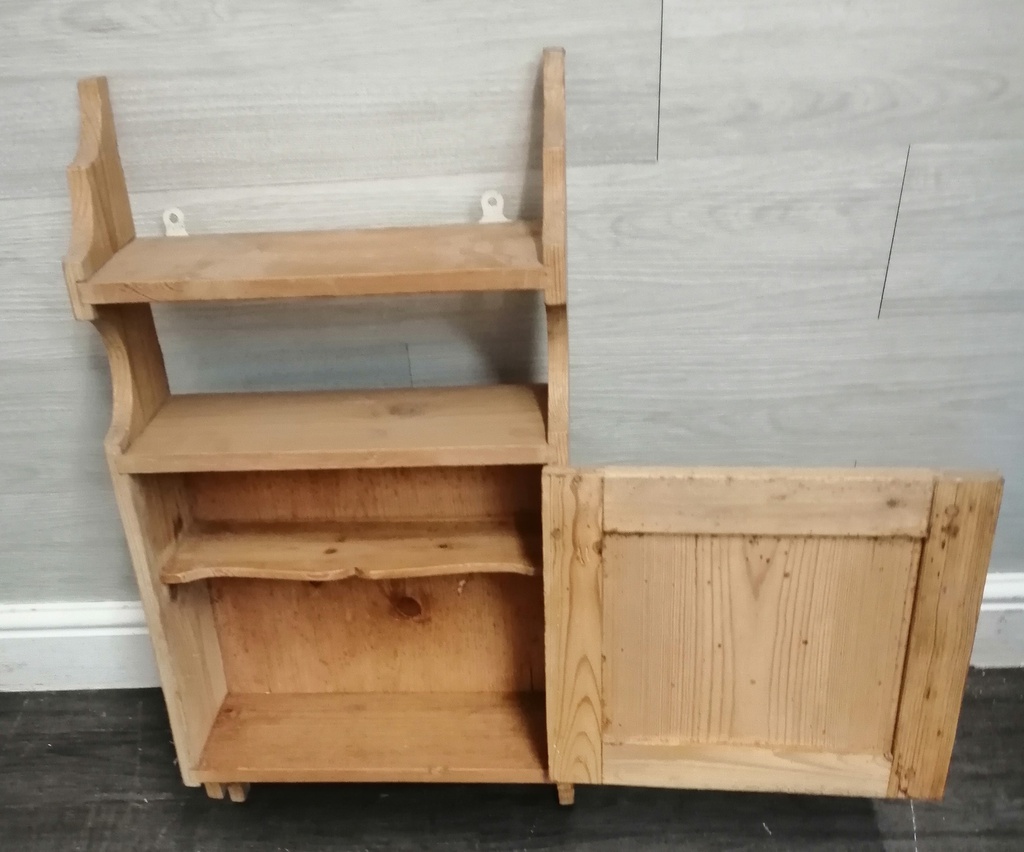 Quality old pine small wall shelf unit