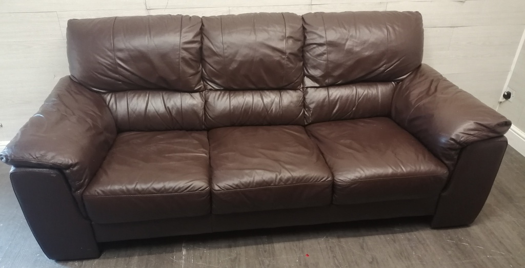 Three seater leather brown sofa