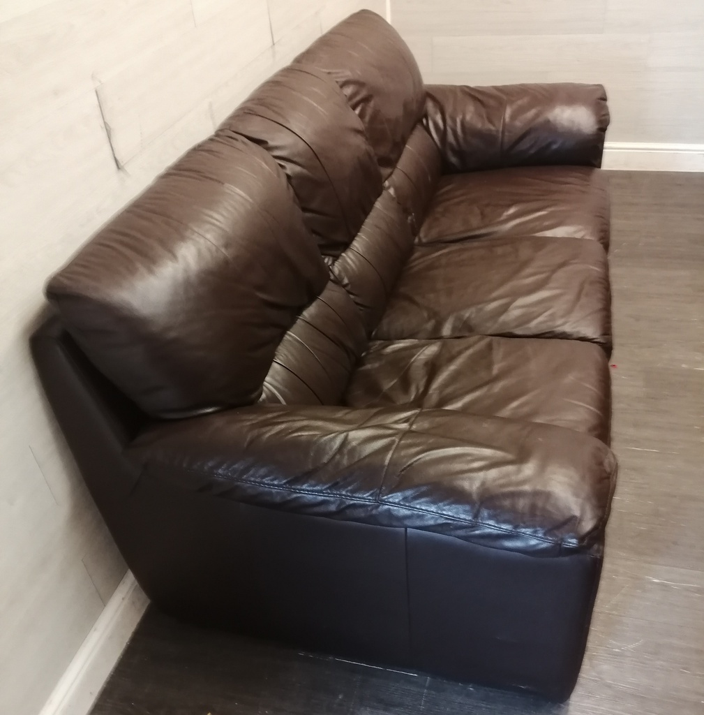 Three seater leather brown sofa