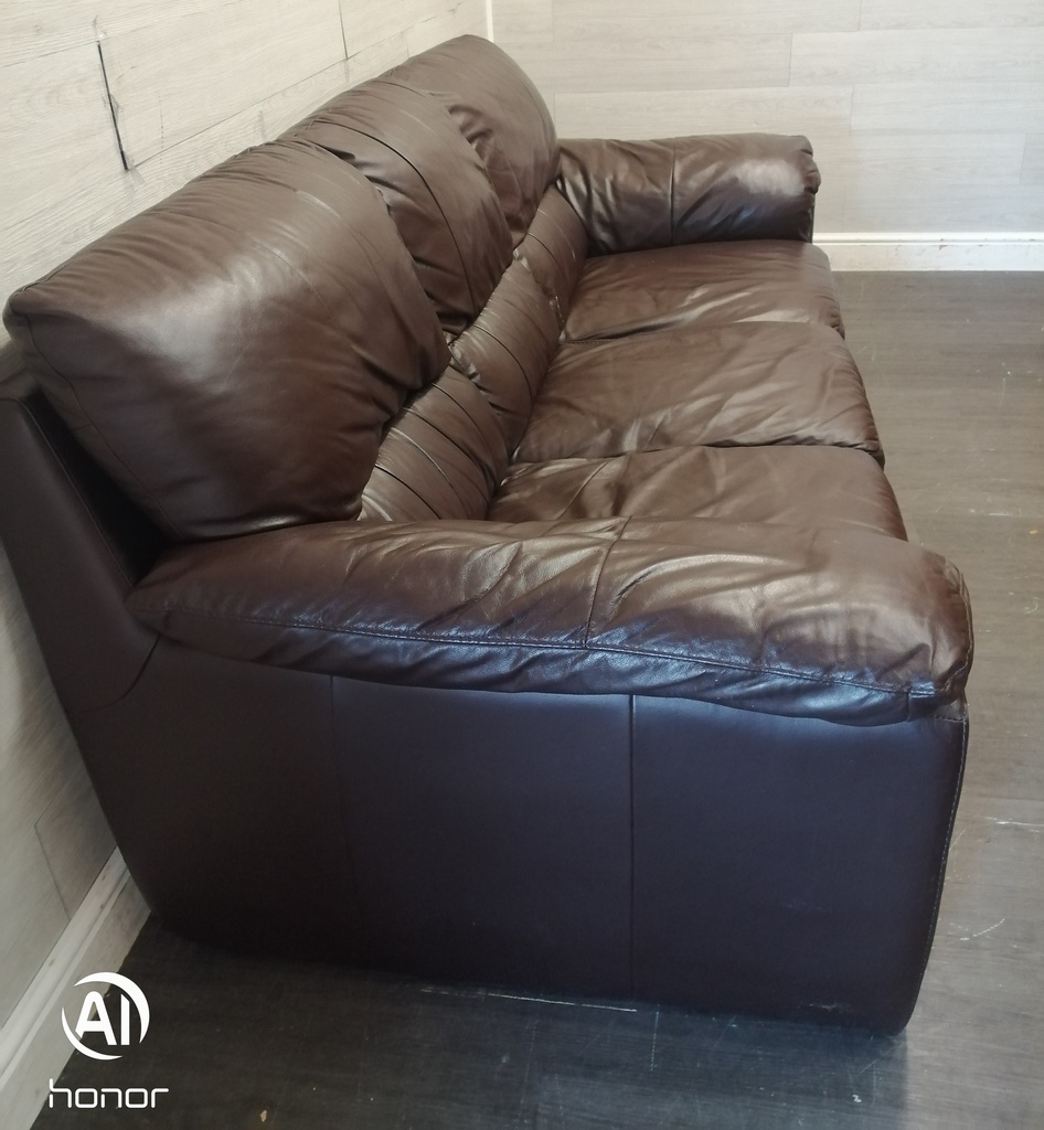 Three seater leather brown sofa