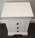 Quality three drawer white bedside