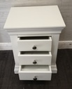 Quality three drawer white bedside
