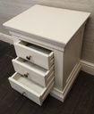 Quality three drawer white bedside