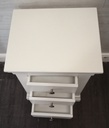 Quality three drawer white bedside