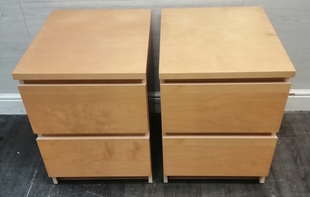 Pair of beech style bedside chests