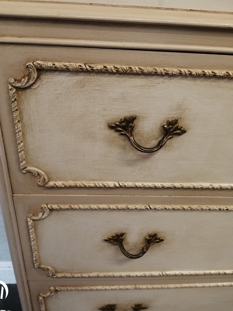 Marie Antoinette Style Painted Five Drawer Chest
