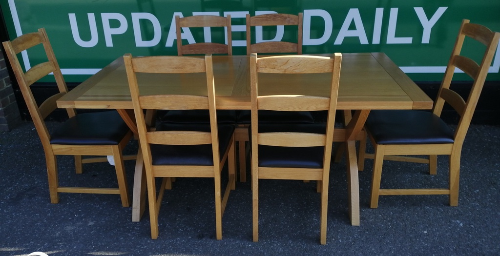 6 x Oak Slat Back Dining Chairs