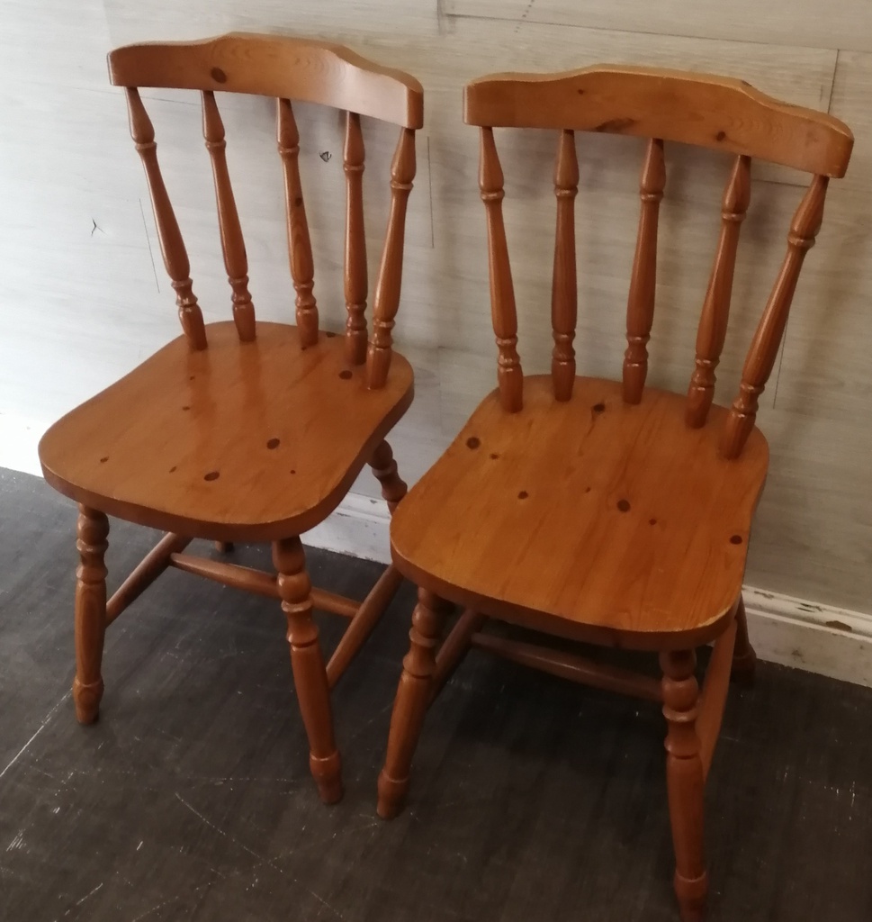 PAIR  PINE DINING CHAIRS