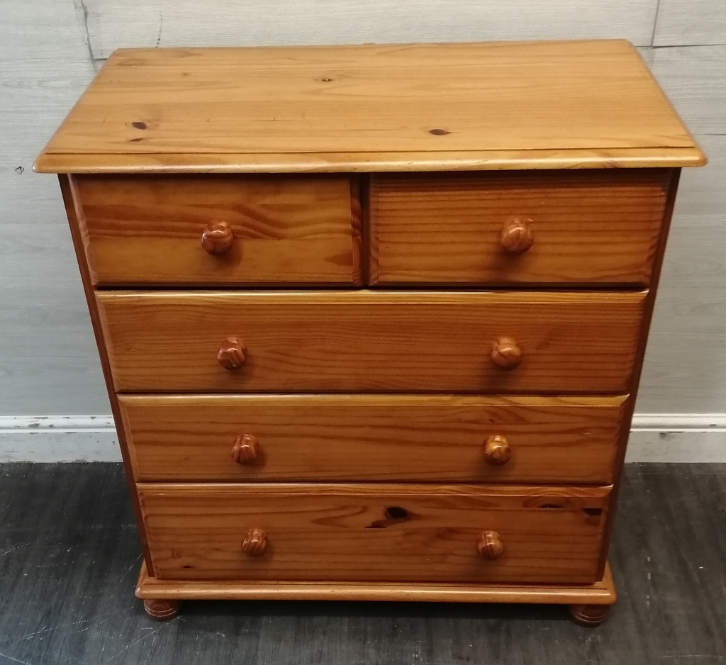 Five drawer pine chest