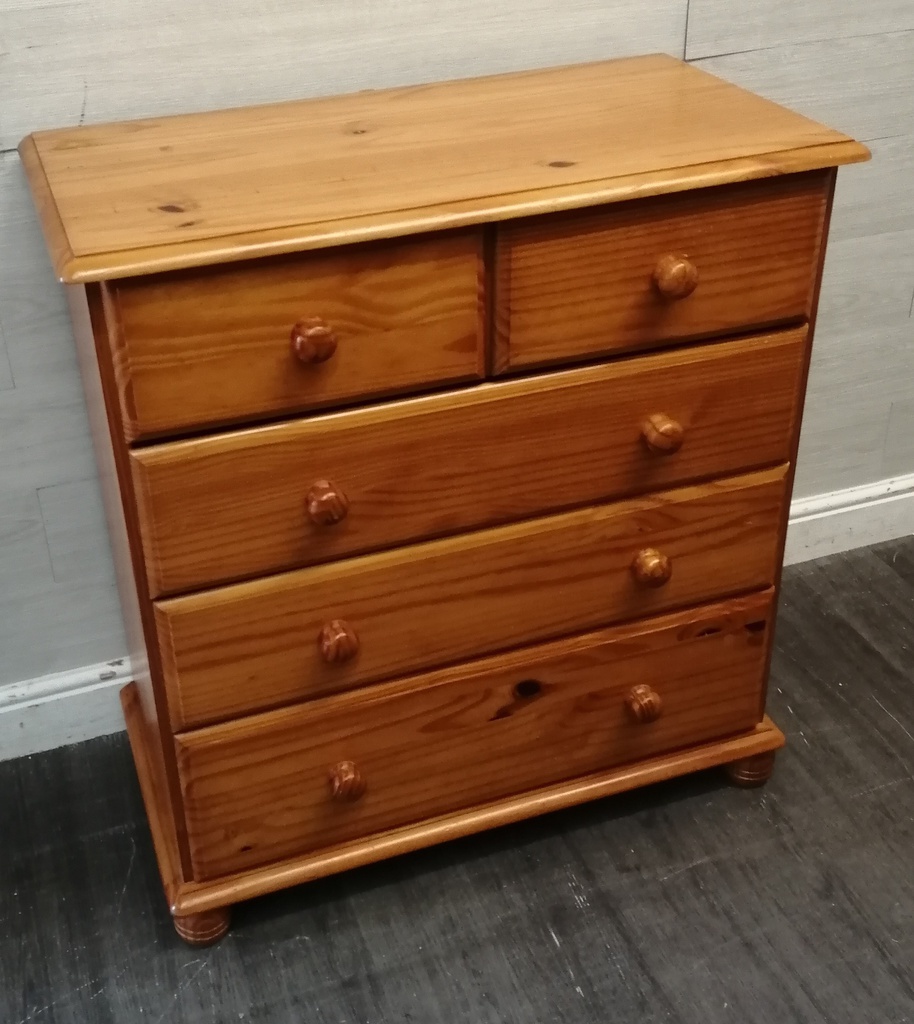 Five drawer pine chest